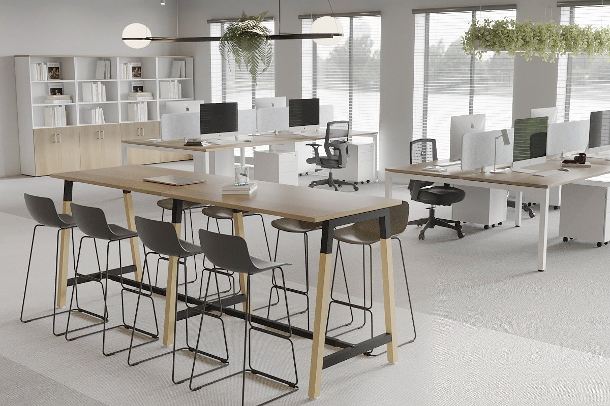 Quadro A Legs Large Counter Table - Wood Legs Cross Beam [2400L x 700W] Jasonl 