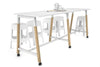 Quadro A Legs Large Counter Table - Wood Legs Cross Beam [2400L x 700W] - Thumbnail 4 