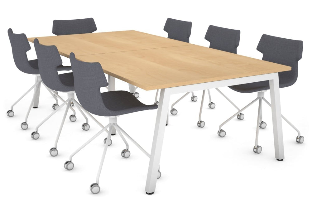 Quadro A Legs Modern Boardroom Table [2400L x 1200W]-white leg maple 