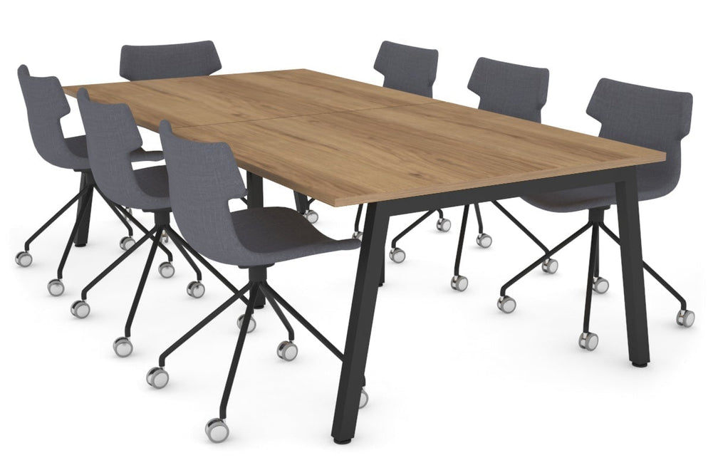 Quadro A Legs Modern Boardroom Table [2400L x 1200W]-black leg salvage oak 