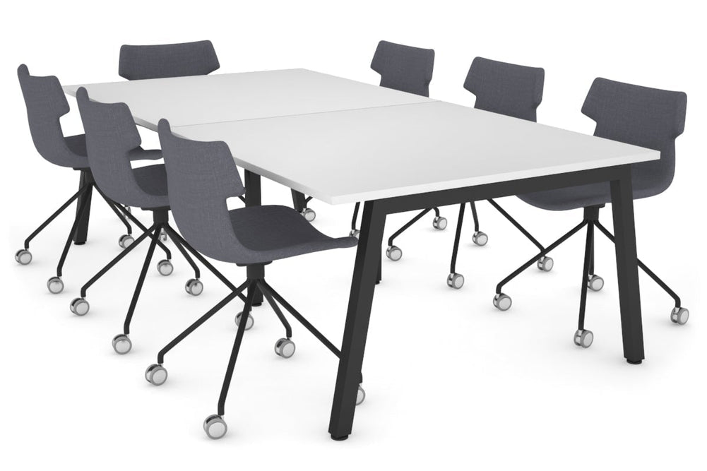 Quadro A Legs Modern Boardroom Table [2400L x 1200W]-black leg white 