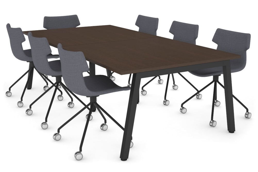 Quadro A Legs Modern Boardroom Table [2400L x 1200W]-black leg dark oak 
