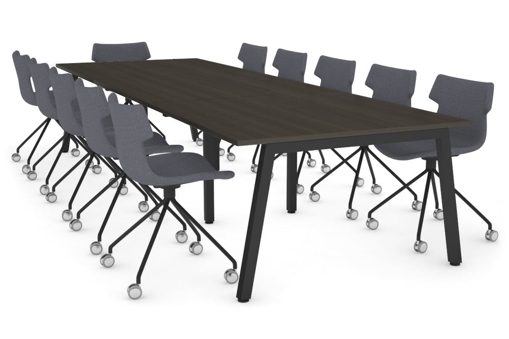 Quadro A Legs Modern Boardroom Table [3600L x 1200W]-black leg dark oak 
