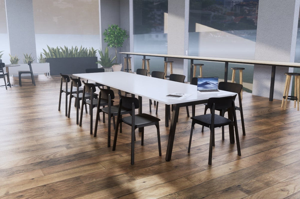 Quadro A Legs Modern Boardroom Table [3600L x 1200W]-black leg dark oak 