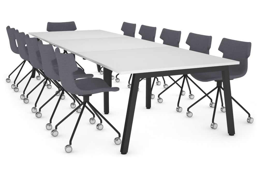 Quadro A Legs Modern Boardroom Table [3600L x 1200W]-black leg white 