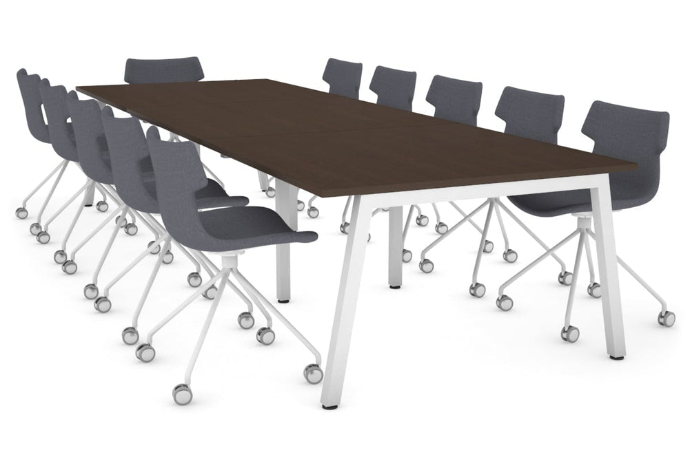 Quadro A Legs Modern Boardroom Table [3600L x 1200W]-black leg dark oak 
