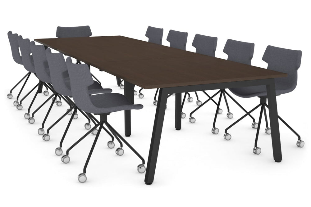 Quadro A Legs Modern Boardroom Table [3600L x 1200W]-black leg dark oak 