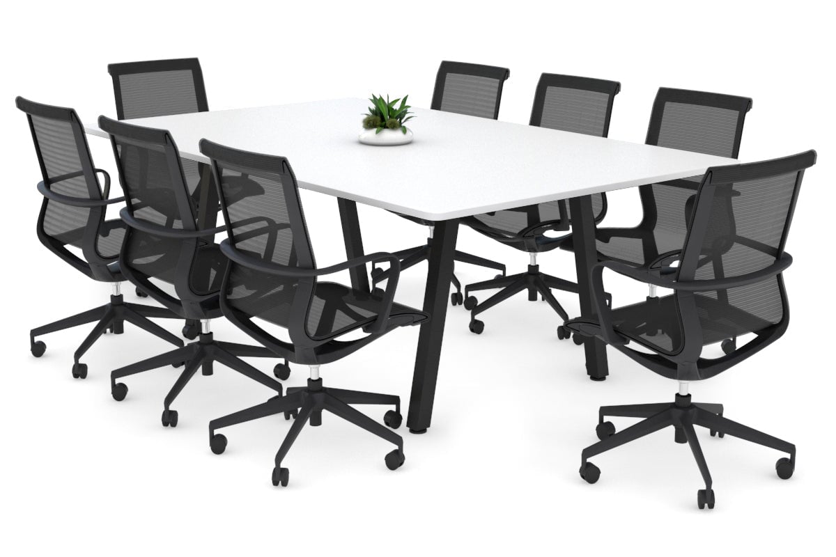 Quadro A Legs Modern Boardroom Table - Rounded Corners [1800L x 1100W with Rounded Corners] Jasonl black leg white 