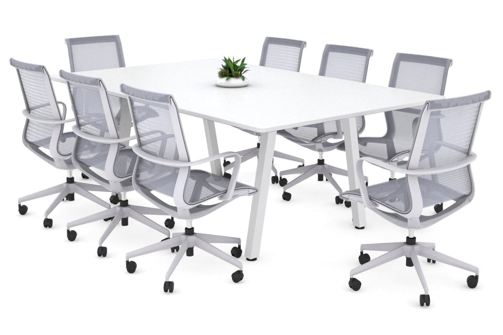 Quadro A Legs Modern Boardroom Table - Rounded Corners [1800L x 1100W with Rounded Corners]-white leg white 