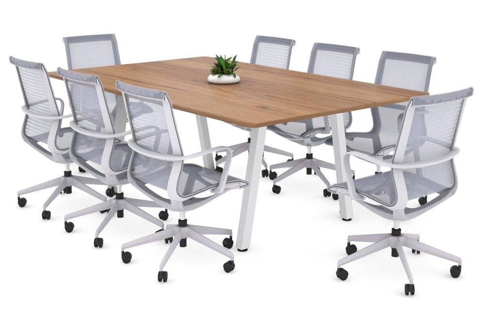 Quadro A Legs Modern Boardroom Table - Rounded Corners [1800L x 1100W with Rounded Corners]-white leg salvage oak 