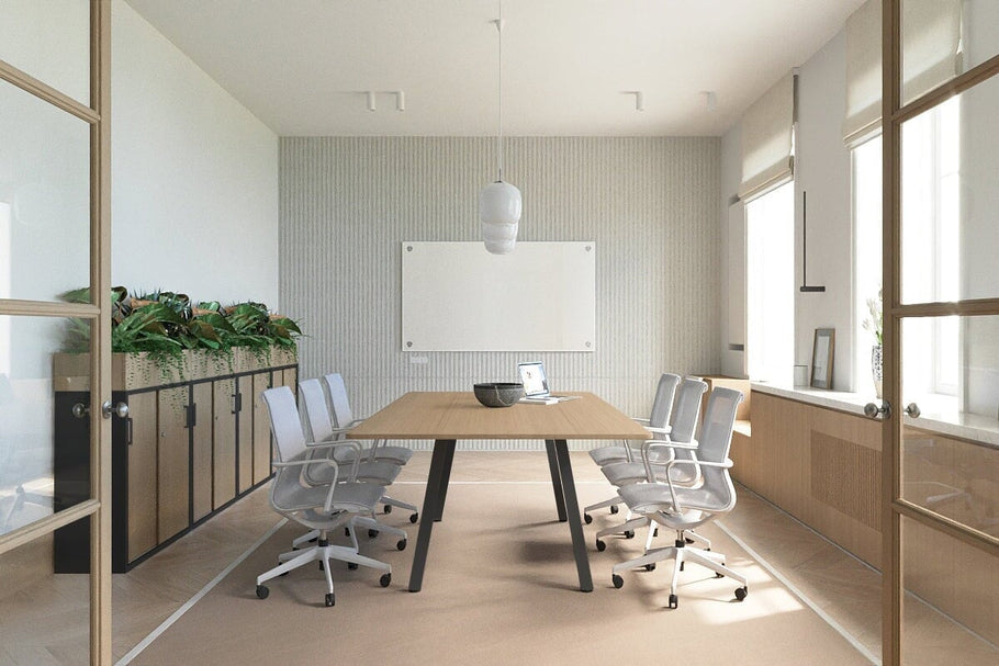 Environmental image of Quadro A Legs Modern Boardroom Table - Rounded Corners [1800L x 1100W with Rounded Corners]