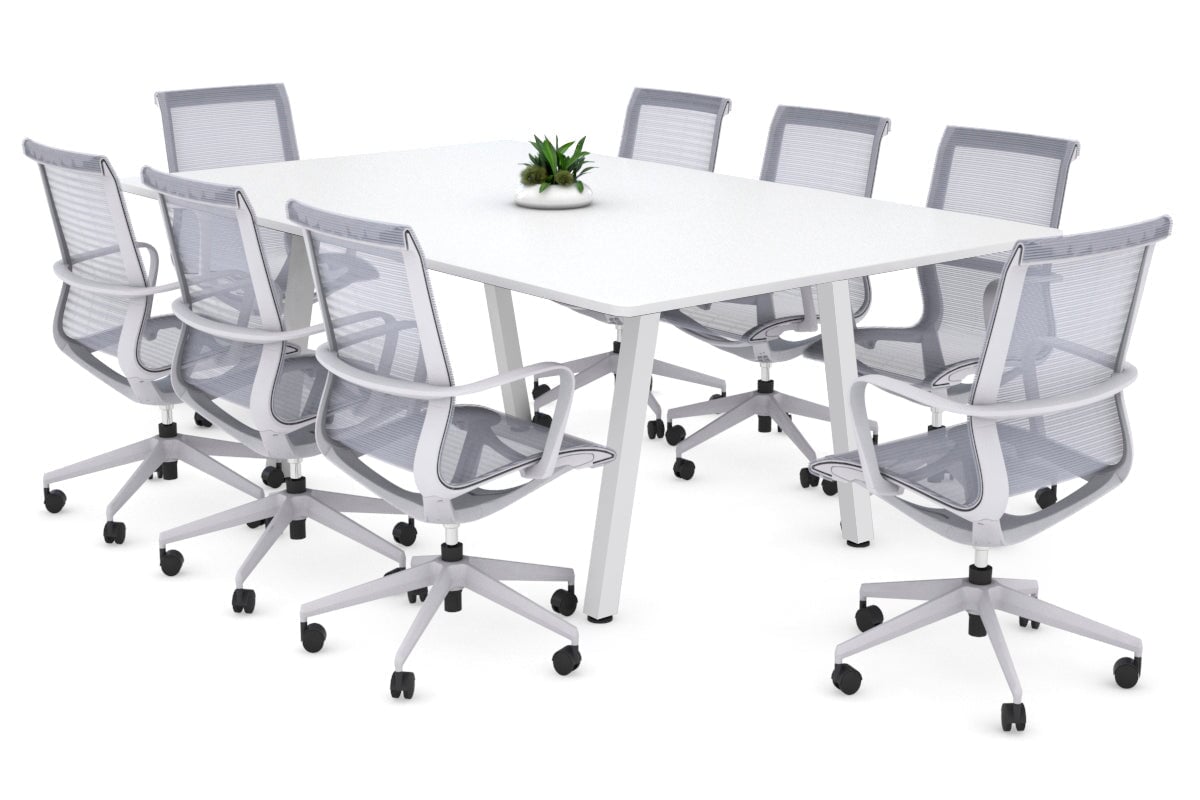 Quadro A Legs Modern Boardroom Table - Rounded Corners [1800L x 1100W with Rounded Corners] Jasonl white leg white 