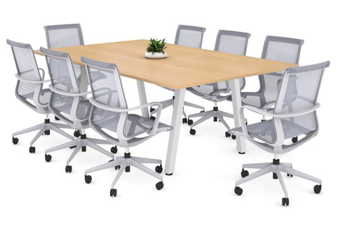 Quadro A Legs Modern Boardroom Table - Rounded Corners [1800L x 1100W with Rounded Corners] Jasonl white leg maple 