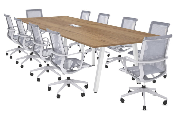 Quadro A Legs Modern Boardroom Table - Rounded Corners [3200L x 1100W with Rounded Corners] Jasonl white leg salvage oak power box