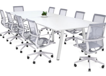 Quadro A Legs Modern Boardroom Table - Rounded Corners [3200L x 1100W with Rounded Corners] Jasonl white leg white none
