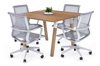  - Quadro A Legs Modern Boardroom Table Wood Legs - Rounded Corners [1100L x 1100W with Rounded Corners] - 1