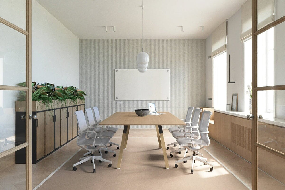 Quadro A Legs Modern Boardroom Table Wood Legs - Rounded Corners [1800L x 1100W with Rounded Corners]-black leg dark oak 