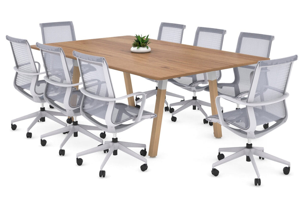 Quadro A Legs Modern Boardroom Table Wood Legs - Rounded Corners [1800L x 1100W with Rounded Corners]-white leg salvage oak 