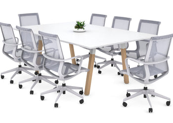 Quadro A Legs Modern Boardroom Table Wood Legs - Rounded Corners [1800L x 1100W with Rounded Corners] Jasonl white leg white 