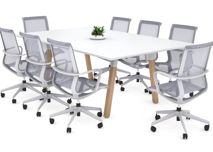 Quadro A Legs Modern Boardroom Table Wood Legs - Rounded Corners [1800L x 1100W with Rounded Corners] Jasonl white leg white 