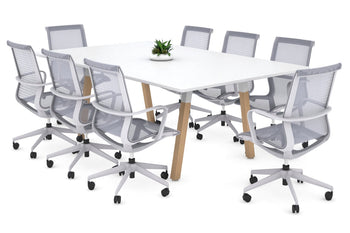  - Quadro A Legs Modern Boardroom Table Wood Legs - Rounded Corners [1800L x 1100W with Rounded Corners] - 1