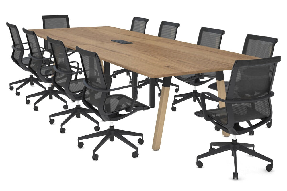 Quadro A Legs Modern Boardroom Table Wood Legs - Rounded Corners [3200L x 1100W with Rounded Corners]-black leg salvage oak power box