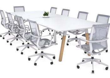 Quadro A Legs Modern Boardroom Table Wood Legs - Rounded Corners [3200L x 1100W with Rounded Corners] Jasonl white leg white none