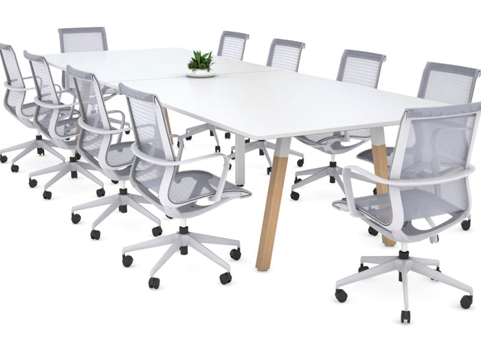 Quadro A Legs Modern Boardroom Table Wood Legs - Rounded Corners [3200L x 1100W with Rounded Corners] Jasonl white leg white none
