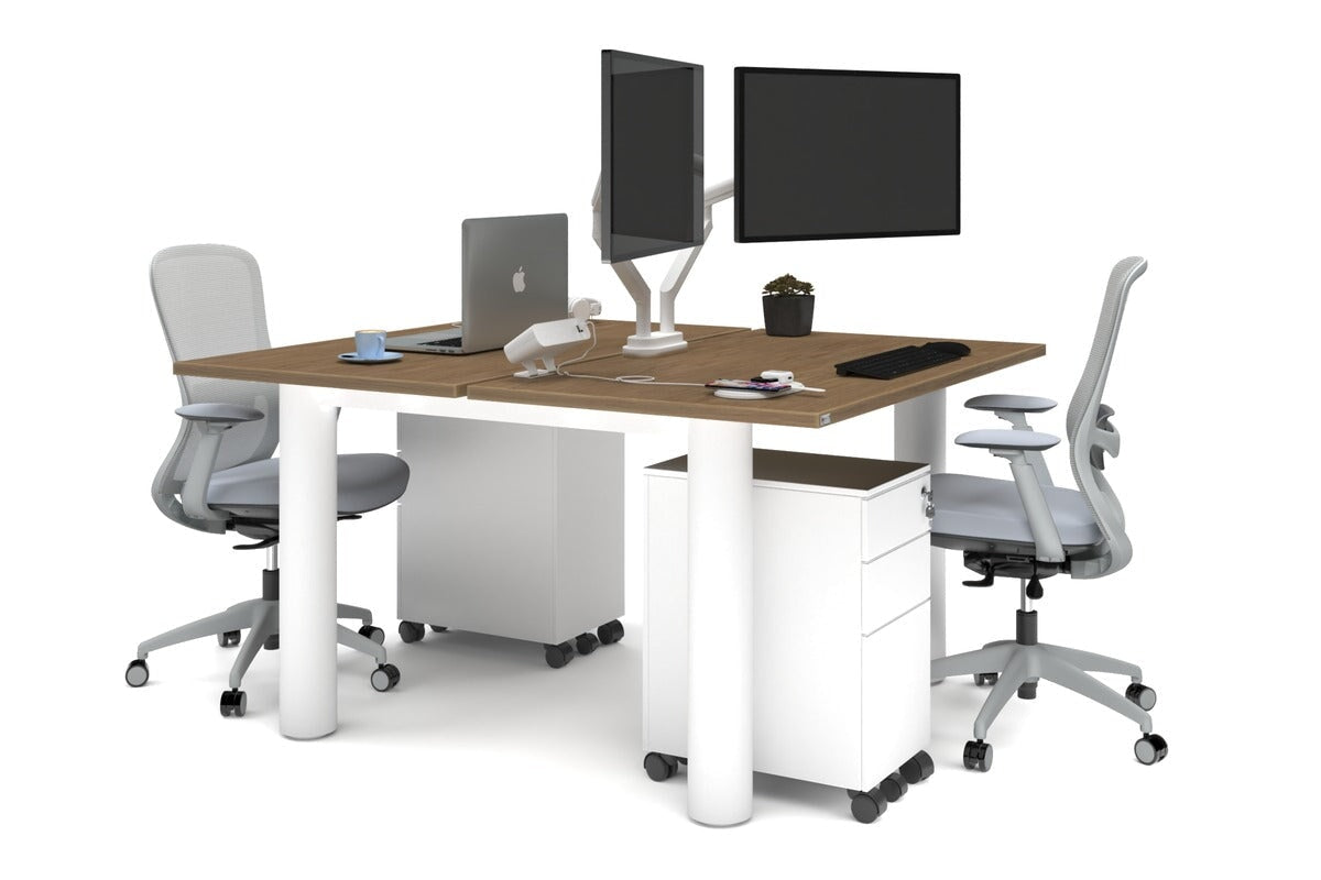 Quadro Cylinder Leg 2 Person Office Workstations [1200L x 700W] Jasonl white leg salvage oak none