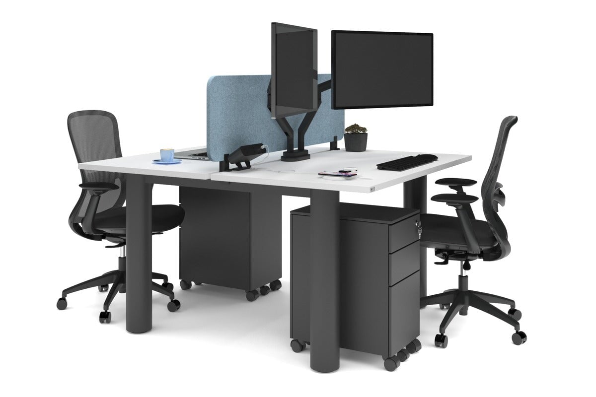 Quadro Cylinder Leg 2 Person Office Workstations [1200L x 700W] Jasonl black leg white blue echo panel (400H x 1200W)