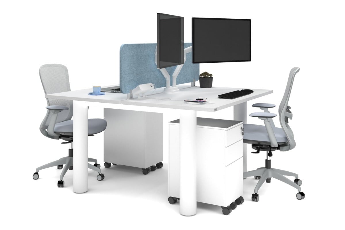 Quadro Cylinder Leg 2 Person Office Workstations [1200L x 700W] Jasonl white leg white blue echo panel (400H x 1200W)