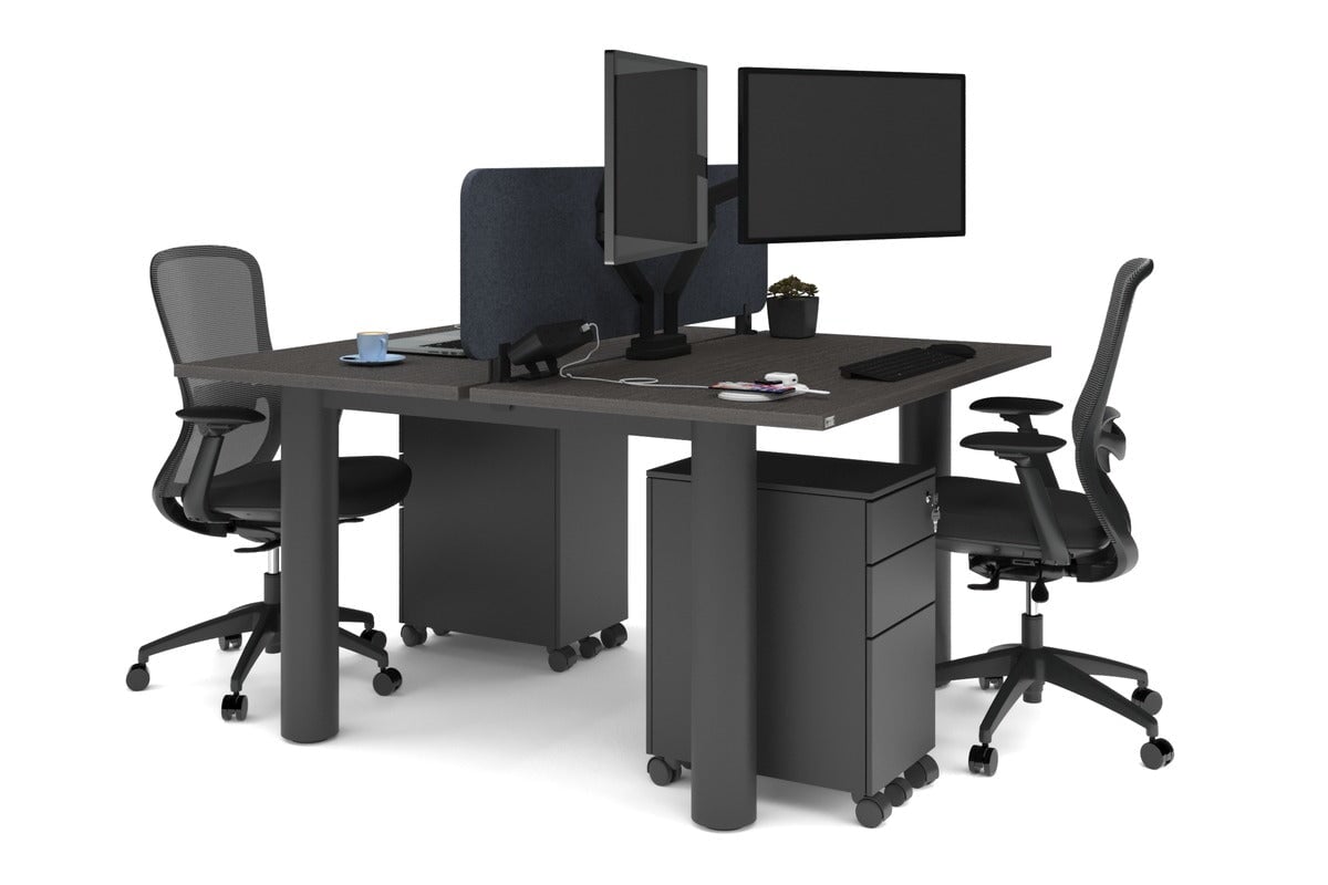 Quadro Cylinder Leg 2 Person Office Workstations [1200L x 700W] Jasonl black leg dark oak dark grey echo panel (400H x 1200W)