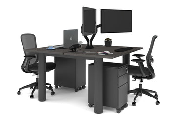 Quadro Cylinder Leg 2 Person Office Workstations [1200L x 700W] Jasonl black leg dark oak none