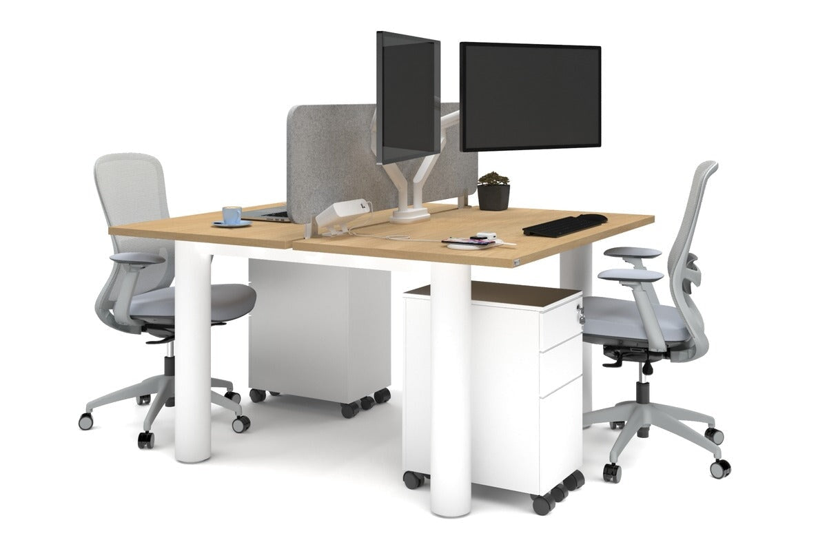 Quadro Cylinder Leg 2 Person Office Workstations [1200L x 700W] Jasonl white leg maple light grey echo panel (400H x 1200W)