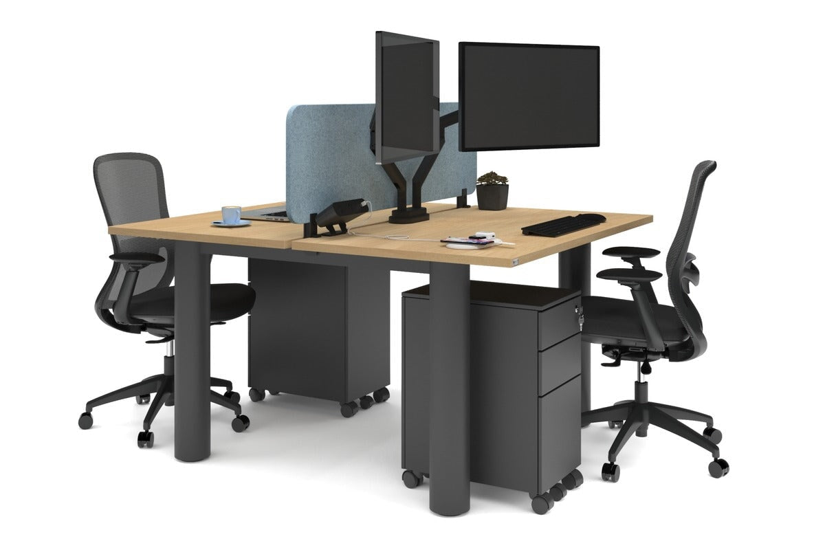 Quadro Cylinder Leg 2 Person Office Workstations [1200L x 700W] Jasonl black leg maple blue echo panel (400H x 1200W)