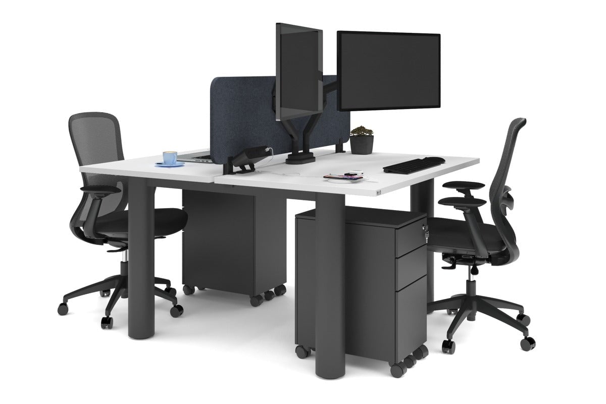 Quadro Cylinder Leg 2 Person Office Workstations [1200L x 700W] Jasonl black leg white dark grey echo panel (400H x 1200W)