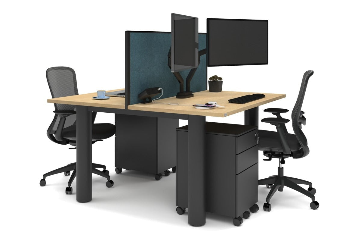 Quadro Cylinder Leg 2 Person Office Workstations [1200L x 700W] Jasonl black leg maple deep blue (500H x 1200W)