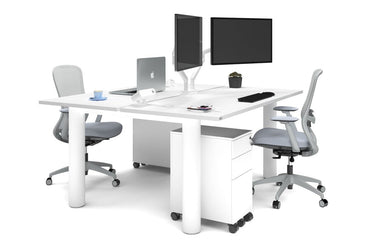 Quadro Cylinder Leg 2 Person Office Workstations [1600L x 700W] Jasonl white leg white none