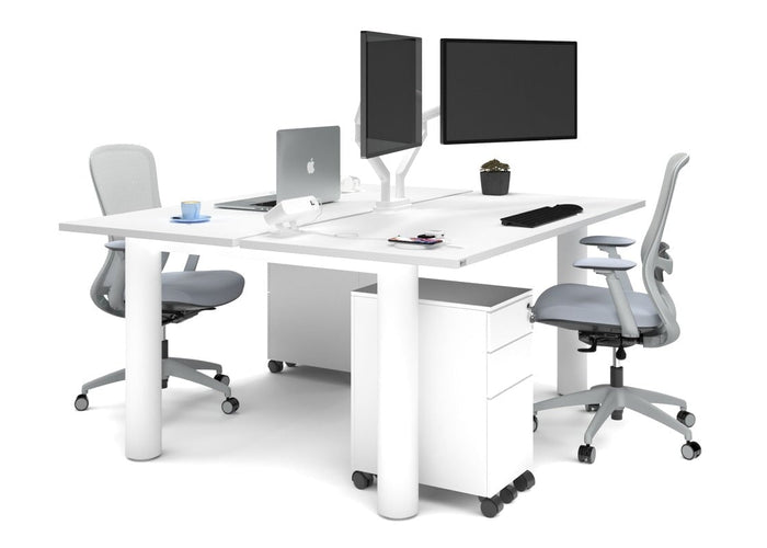 Quadro Cylinder Leg 2 Person Office Workstations [1800L x 700W] Jasonl white leg white none