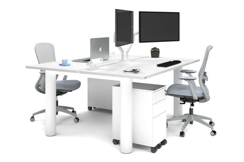 Quadro Cylinder Leg 2 Person Office Workstations [1800L x 700W] Jasonl white leg white none