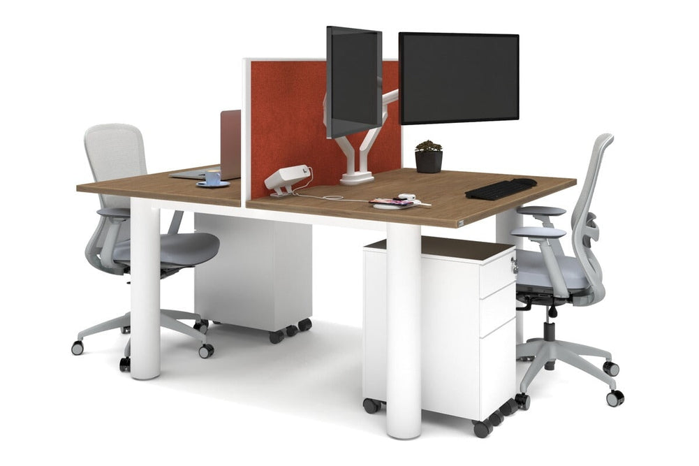 Quadro Cylinder Leg 2 Person Office Workstations [1800L x 800W with Cable Scallop]-white leg salvage oak orange squash (500H x 1800W)