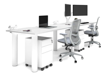 Quadro Cylinder Leg 2 Person Run Office Workstations [1600L x 800W with Cable Scallop] Jasonl white leg white 