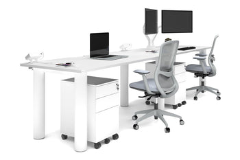  - Quadro Cylinder Leg 2 Person Run Office Workstations [1600L x 800W with Cable Scallop] - 1
