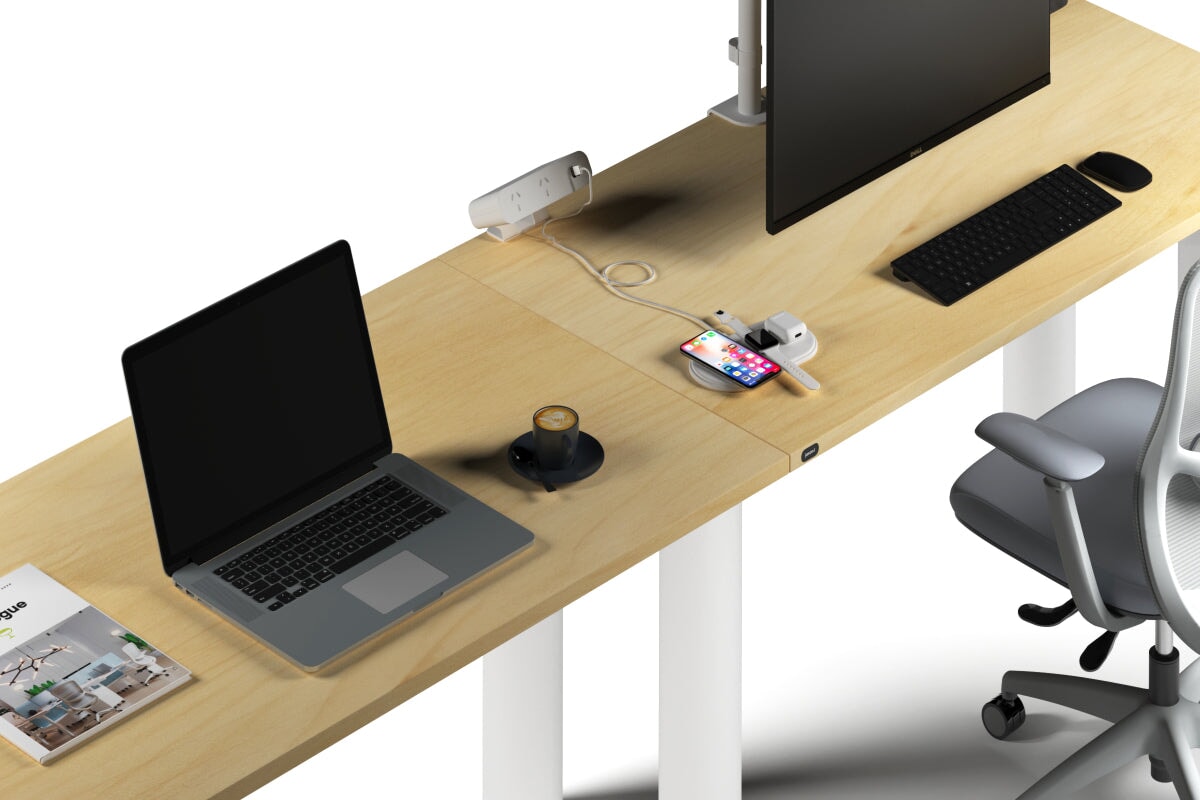 Quadro Cylinder Leg 3 Person Run Office Workstations [1400L x 700W]-black leg dark oak 