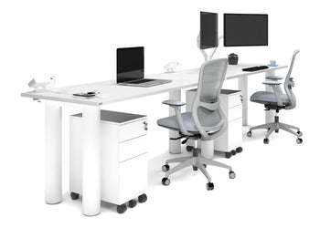 Quadro Cylinder Leg 2 Person Run Office Workstations [1800L x 700W] Jasonl white leg white 