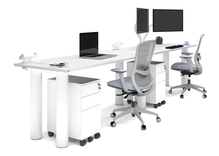 Quadro Cylinder Leg 2 Person Run Office Workstations [1800L x 700W] Jasonl white leg white 