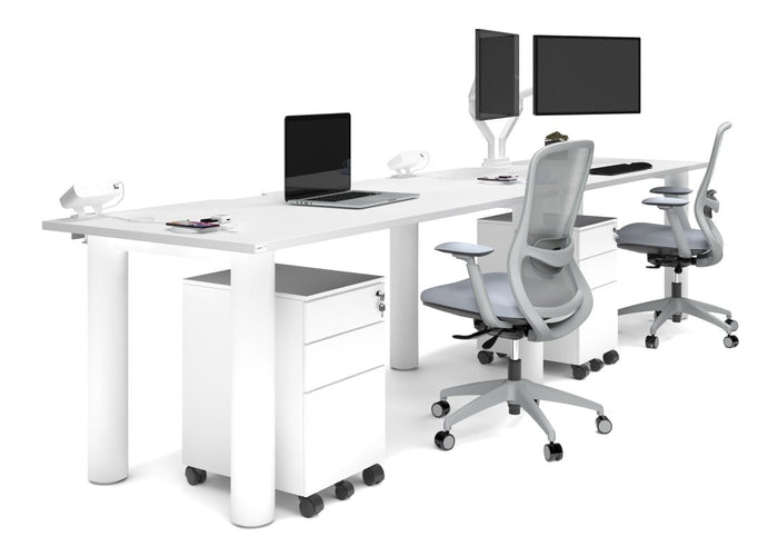 Quadro Cylinder Leg 2 Person Run Office Workstations [1800L x 800W with Cable Scallop] Jasonl white leg white 