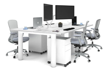  - Quadro Cylinder Leg 4 Person Office Workstations [1200L x 700W] - 1