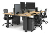 Quadro Cylinder Leg 4 Person Office Workstations [1200L x 800W with Cable Scallop] - Thumbnail 61 