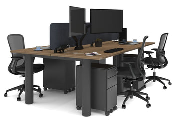 Quadro Cylinder Leg 4 Person Office Workstations [1400L x 700W] Jasonl black leg salvage oak dark grey acoustic panel (400H x 1200W)